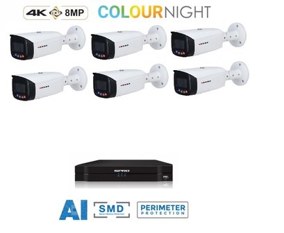 SPRO camera 8MP x 6 - kit met kleur-nachtzicht en audio