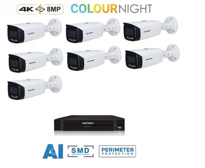 SPRO camera 8MP x 7 - kit met kleur-nachtzicht en audio
