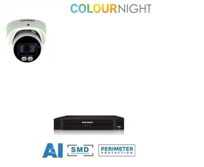 4 ch. recorder met SPRO 4MP IP-turret kleur nachtzicht camera