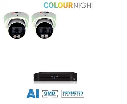 4 ch. recorder met SPRO 2x4MP IP-turret kleur nachtzicht camera