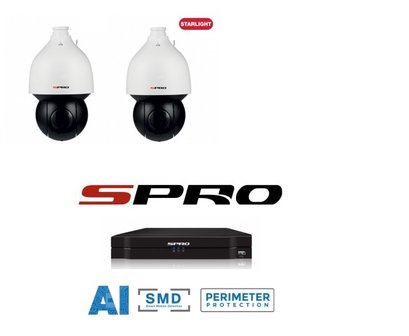 S-PRO camerasysteem met 2 Gemotoriseerde camera met 150M nachtzicht (PTZ)