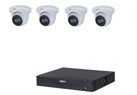 Dahua NVR met 4 x 8MP 30M IR camera met ingebouwde microfoon