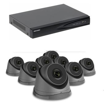 Camerabewaking systeem met 8 x 4MP HD  Dome camera – bekabeld antraciet