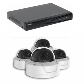 Basic series Camerabewaking set met 4 x 4MP HD Dome camera &ndash; bekabeld 
