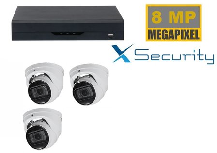 X-security NVR  met 3 x 8MP starlight camera + audio