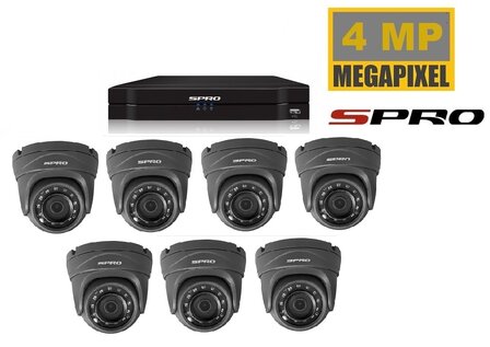 SPRO Basic systeem met 7 X 4MP camera antraciet