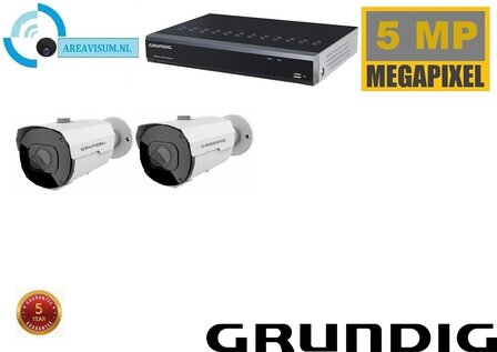NVR met Grundig 2 x 5MP bullet camera met ingebouwde microfoon