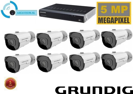 NVR met Grundig 8 x 5MP bullet camera met ingebouwde microfoon