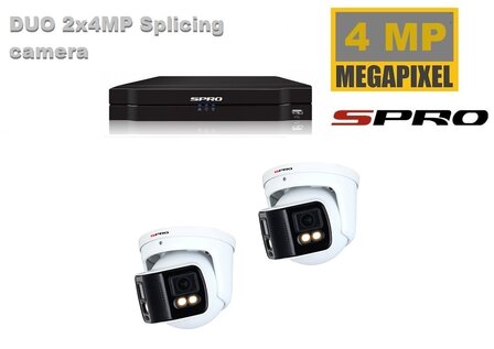 SPRO NVR 2TB met 2 dubbele 4MP full color camera met audio.