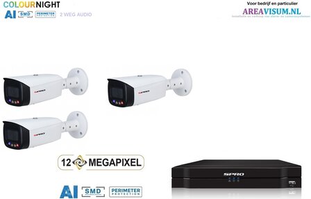 SPRO camera 8MP x 3 - kit met kleur-nachtzicht en audio