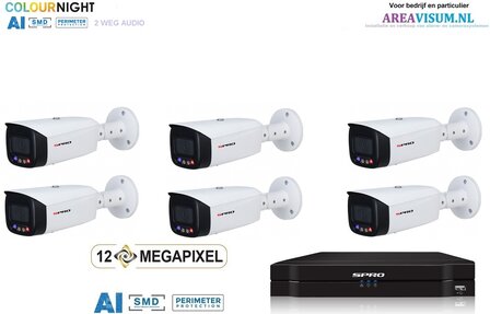 SPRO camera 8MP x 6 - kit met kleur-nachtzicht en audio