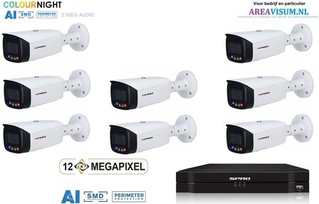 SPRO camera 8MP x 8 - kit met kleur-nachtzicht en audio