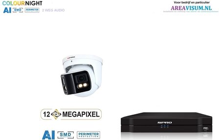 SPRO NVR 2TB met 1 dubbele 4MP full color camera met audio.