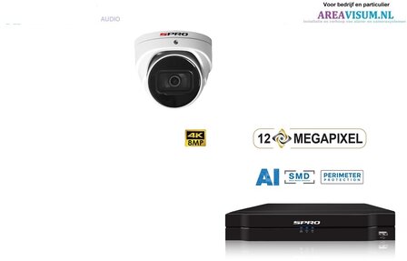 SPRO NVR 1TB met 1 x 8MP camera met microfoon.