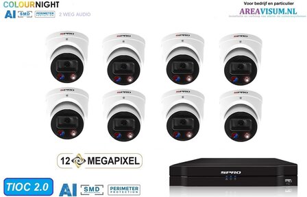 SPRO turret camera 8 x 8MP - kit met kleur-nachtzicht en audio TIOC 2.0  
