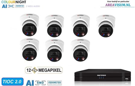 SPRO turret camera 7 x 8MP - kit met kleur-nachtzicht en audio TIOC 2.0 