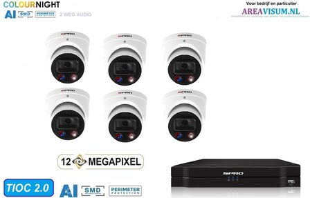 SPRO turret camera 6 x 8MP - kit met kleur-nachtzicht en audio TIOC 2.0  