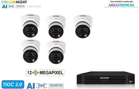 SPRO turret camera 5 x 8MP - kit met kleur-nachtzicht en audio TIOC 2.0  