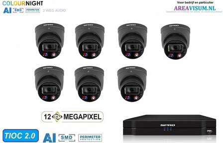 SPRO turret camera 7 x 8MP - kit met kleur-nachtzicht en audio TIOC 2.0 grijs