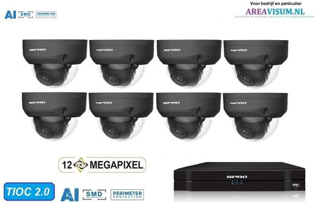 S-PRO camerasysteem met 8 X 8 MP dome camera