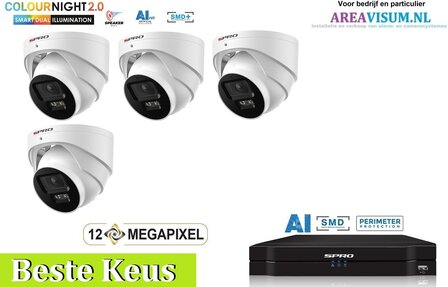 NVR 1TB met 4 x 4MP camera COLOUR NIGHT 2.0 met microfoon.