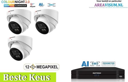 NVR 1TB met 3 x 4MP camera COLOUR NIGHT 2.0 met microfoon.