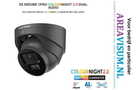 NVR 1TB met 2 x 4MP camera COLOUR NIGHT 2.0 met microfoon. zw