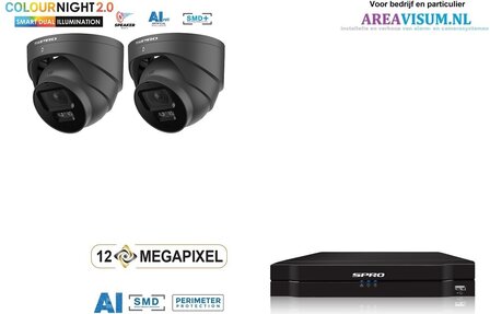 NVR 1TB met 2 x 4MP camera COLOUR NIGHT 2.0 met microfoon. zw