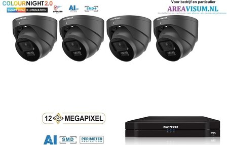 NVR 1TB met 4 x 4MP camera COLOUR NIGHT 2.0 met microfoon. zw