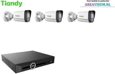 Tiandy NVR met 3 x 4MP bullet camera