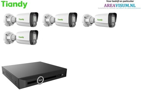 Tiandy NVR met 4 x 4MP bullet camera