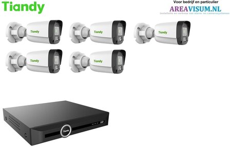 Tiandy NVR met 5 x 4MP bullet camera