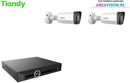 Tiandy NVR met 2 x 4MP Colornight bullet camera met microfoon