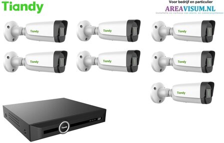 Tiandy NVR met 7 x 4MP Colornight bullet camera met microfoon