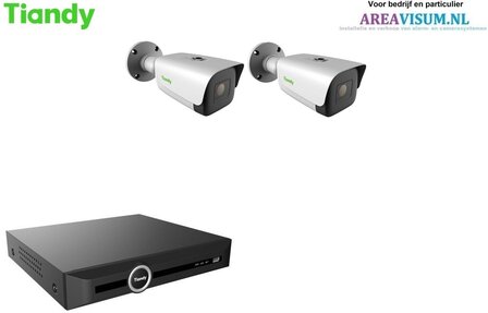 Tiandy NVR met 2 x 8MP 80M starlight bullet camera met 2-weg audio