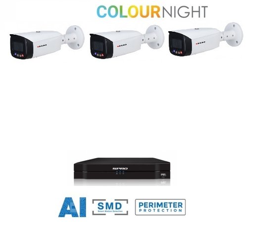 SPRO camera 5MP x 3 - kit met kleur-nachtzicht en audio