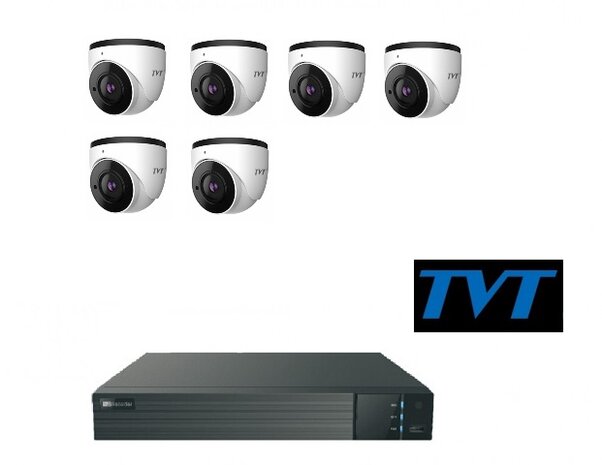 TVT camerasysteem 3TB met 6 x 4MP en 1-weg audio