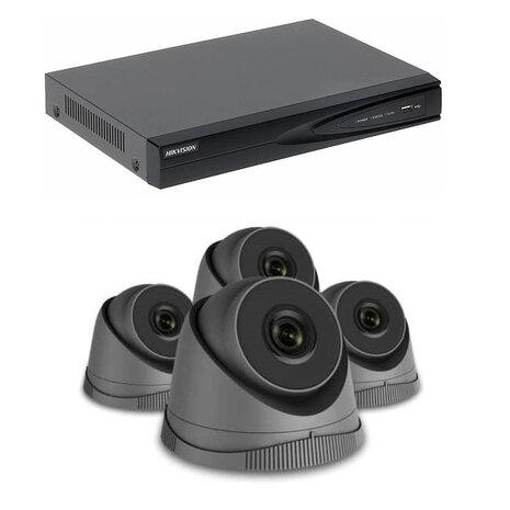 Camerabewaking systeem met 4 x 4MP HD  Dome camera – bekabeld antraciet
