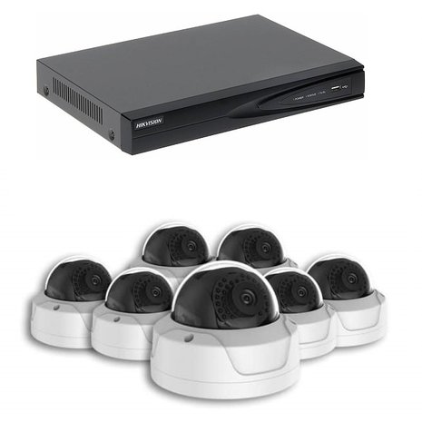 Basic series Camerabewaking set met 7 x 4MP HD Dome camera – bekabeld 