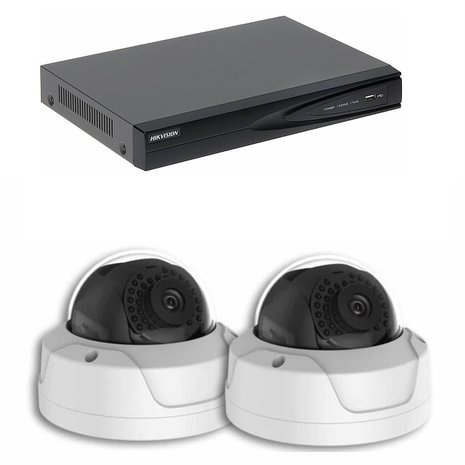 Basic series Camerabewaking set met 2 x 4MP HD Dome camera – bekabeld 
