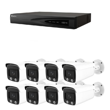Bewakingscamera systeem met 8 x 4MP HD Colour - Series Bullet camera – bekabeld