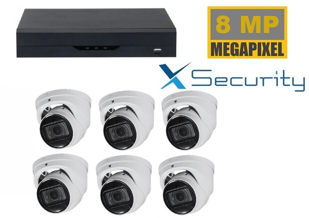 X-security NVR  met 6 x 8MP starlight camera + audio
