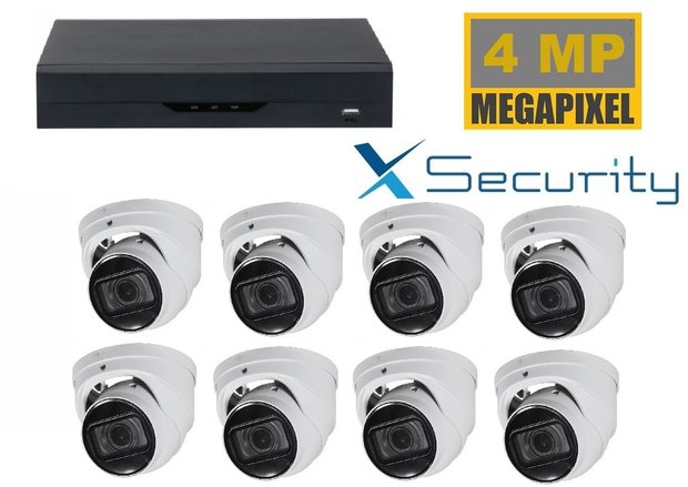 X-security NVR  met 8 x 4MP starlight camera