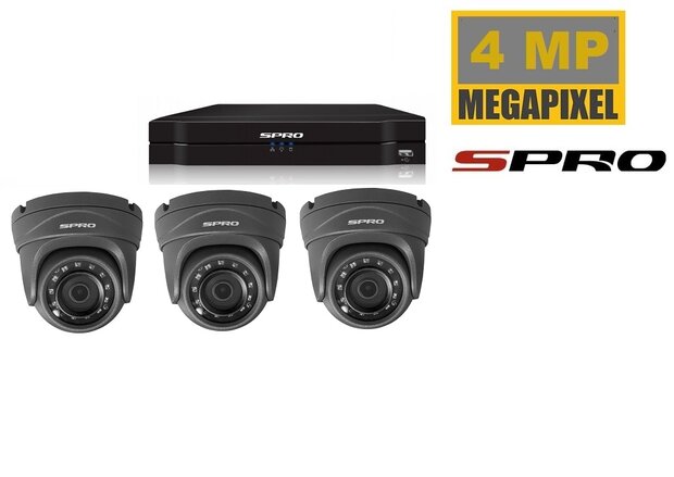 SPRO Basic systeem met 3 X 4MP camera antraciet