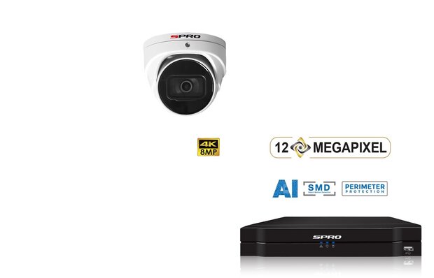 SPRO NVR 1TB met 1 x 8MP camera met microfoon.