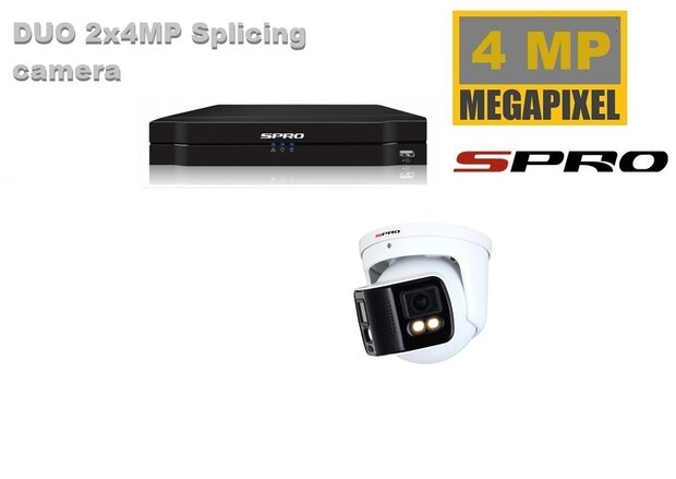 SPRO NVR 2TB met 1 dubbele 4MP full color camera met audio.