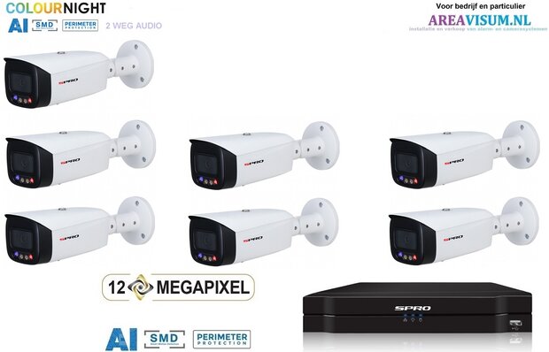 SPRO camera 5MP x 7 - kit met kleur-nachtzicht en audio