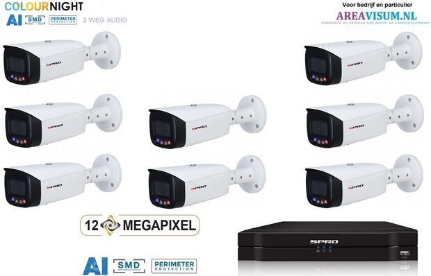 SPRO camera 5MP x 8 - kit met kleur-nachtzicht en audio
