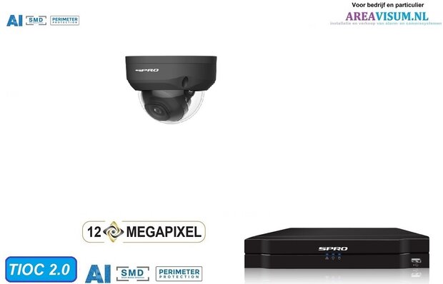 S-PRO camerasysteem met 1 X 8 MP dome camera