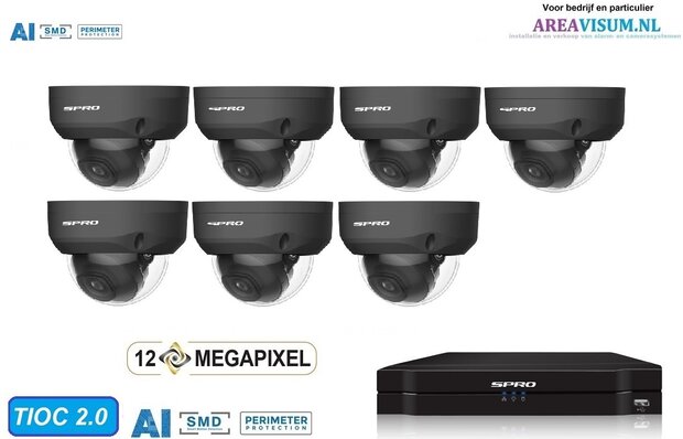 S-PRO camerasysteem met 7 X 8 MP dome camera